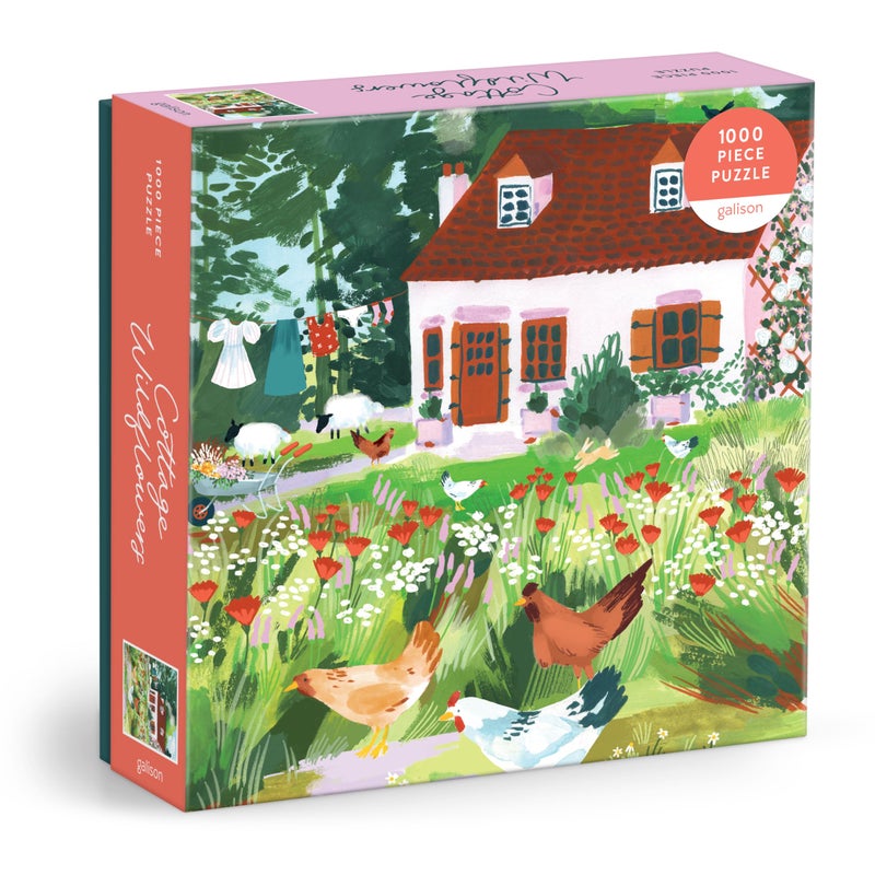 Galison Cottage Wildflowers - 1000 Piece Jigsaw Puzzle Featuring Beautiful Artwork of English Country Living - Image 1